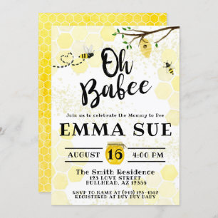 Invitation Honeypeb Bumble Bee Mommy to Bee Baby shower