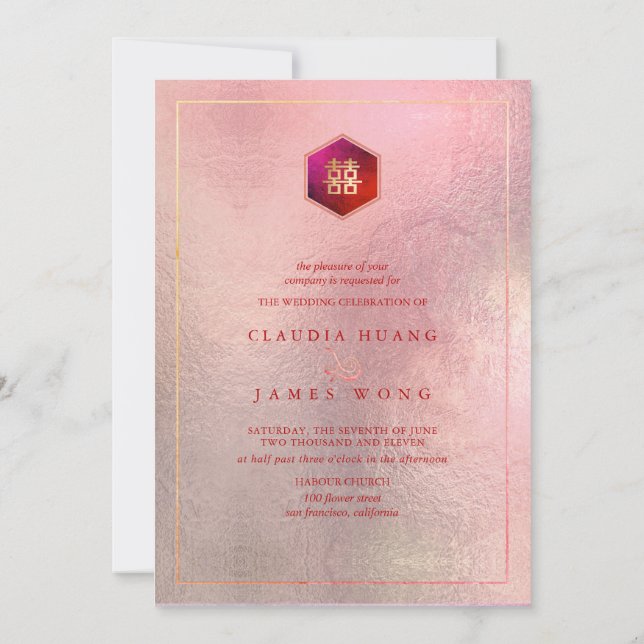 Invitation Honeypeb Double Bonheur Ombre Rose (Dos)