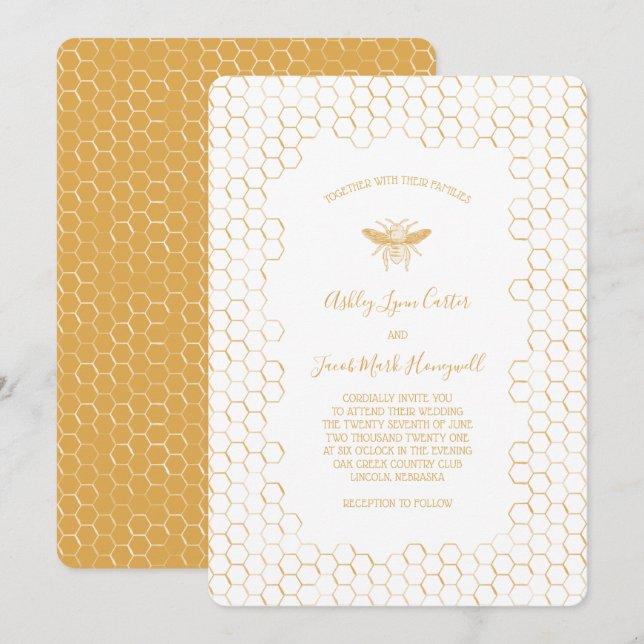 Invitation Honeypeb et Bee Mariage (Devant / Derrière)