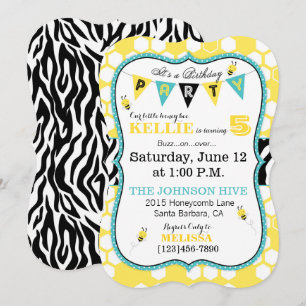 Invitation Honeypeb Poster de animal Bee Anniversaire Invitat