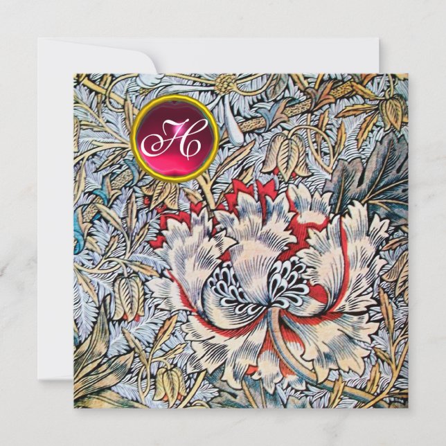 Invitation HONEYSUCKLE Rouge rubis Monogramme Or Metallic (Devant)