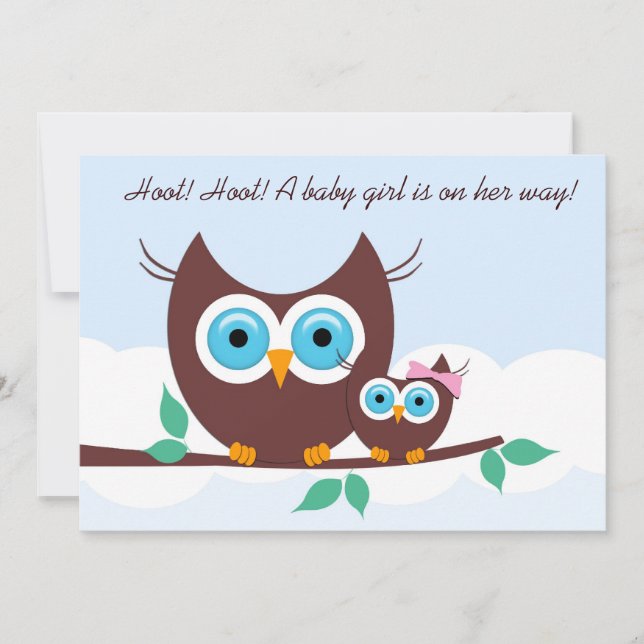 Invitation Hoot ! Hoot ! Une petite fille est en route ! (Devant)