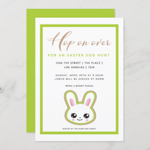 Invitation Hop On Over Easter Egg Hunt Bunny Personnalisé