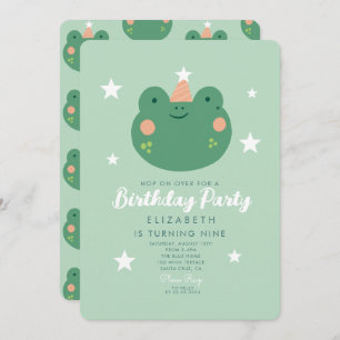 Invitation Hop on Over Frog Anniversaire