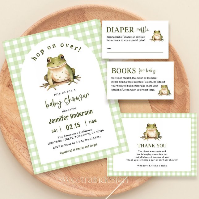 Invitation Hop On Over Frog Thème Baby shower (Créateur téléchargé)