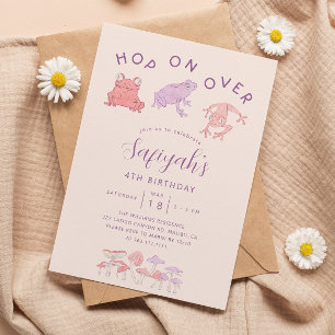 Invitation Hop On Over Frogs Girl Birthday Party