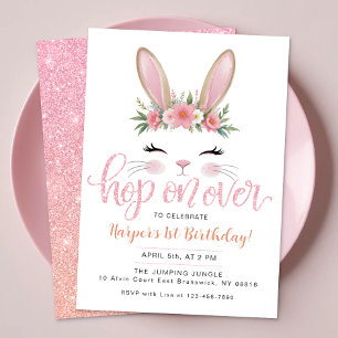 Invitation Hop Sur Le Petit Lapin Fête Anniversaire