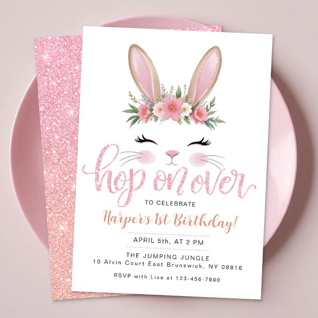 Invitation Hop Sur Le Petit Lapin Fête Anniversaire (Hop on over, birthday invite)