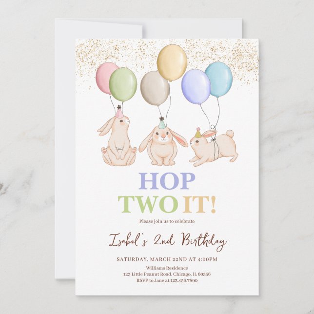 Invitation Hop Two It Pâques 2e anniversaire (Devant)