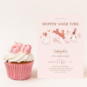 Invitation Hoppin' Good Time Bunny Girl Birthday Party