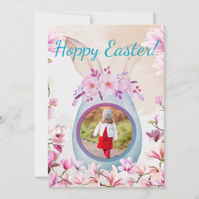 Invitation Hoppy Easter egg with photo (Devant)