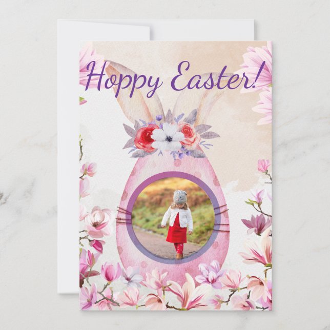 Invitation Hoppy Easter pink egg photo (Devant)