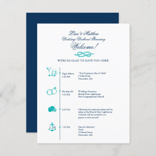 Invitation Horaire de la réception du mariage nautique