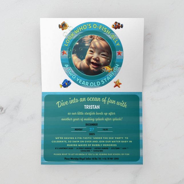 Invitation horizontal personnalisé plié à deux bra (Intérieur)