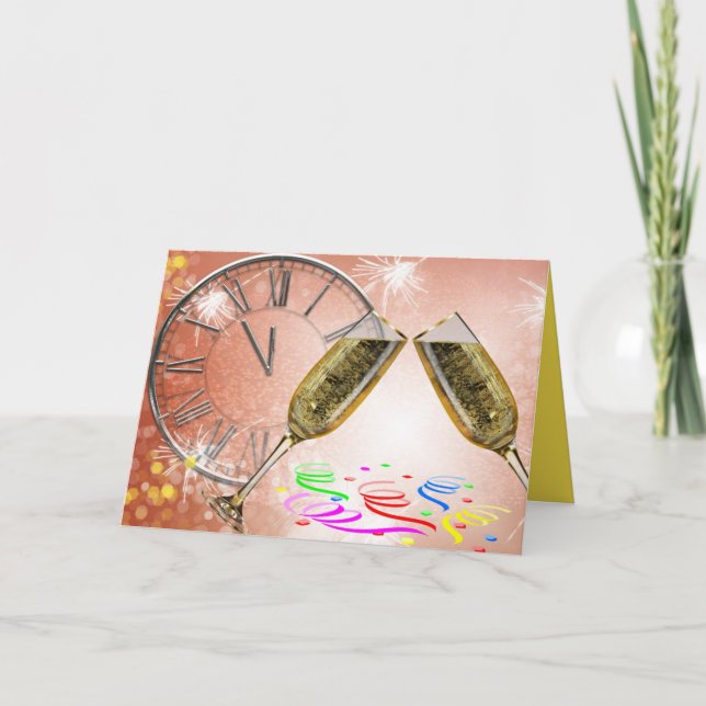 Invitation Horloge & Champagne (Devant)
