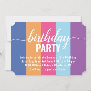 Invitation Horloge couleur vive et audacieuse Anniversaire