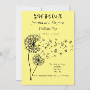 Invitation Horloge Dandelion personnalisée avec papillons