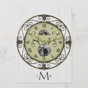 Invitation Horloge en laiton 1er anniversaire de mariage