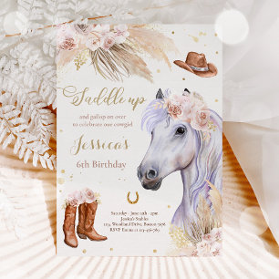 Invitation Horloge fête d'anniversaire Bohemian Cowgirl Anniv