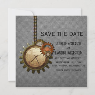 Invitation Horloge Vintage grise Enregistrer l'Invitation de