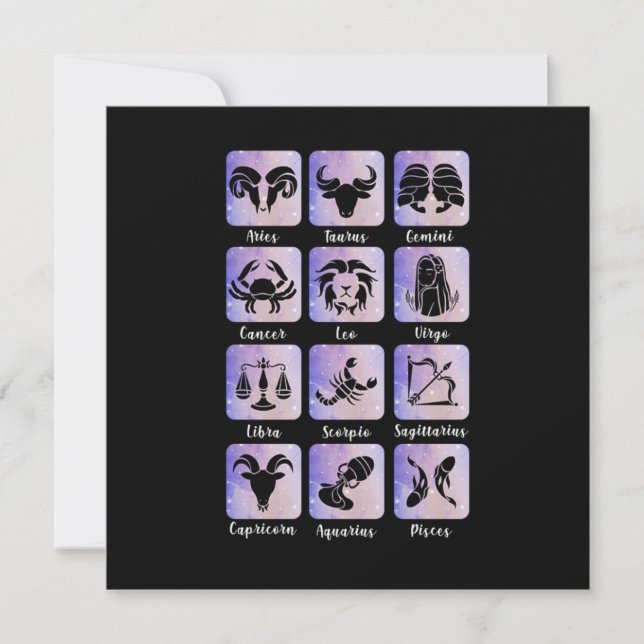 Invitation Horoscope Astrology Zodiac Signs (Devant)