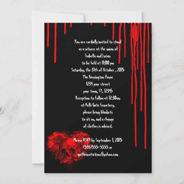 Invitation Horreur Coeur Mariage Goth (Devant)