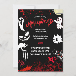 Invitation Horror Blood & Bats Halloween Party