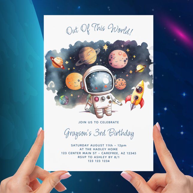 Invitation Hors de ce monde l'espace 3e anniversaire (Créateur téléchargé)