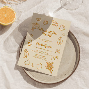 Invitation Hors Du Marché Orange Main Tirée Fête des mariées