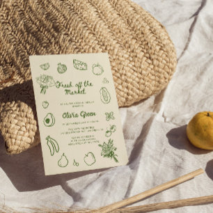 Invitation Hors Du Marché Vert Main Tirée Fête des mariées