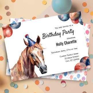 Invitation Horse Équestre ferme animal fête d'anniversaire