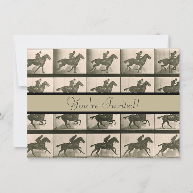 Invitation Horse Motion Photographie Vintage (Devant)