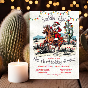 Invitation Horse Père Noël Fête Rodéo Désert Noël