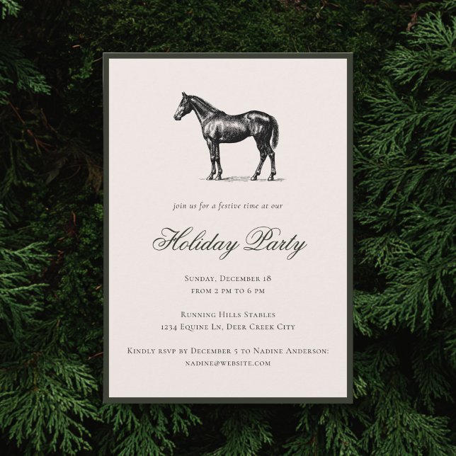 Invitation Horse Plaid Festive Christmas Holiday Party (Créateur téléchargé)