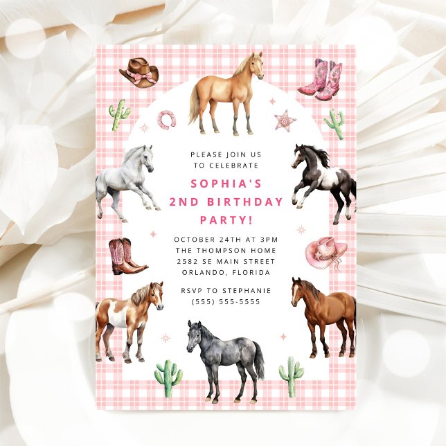 Invitation Horse Pony Saddle Up Cowgirl Girl Birthday  (Créateur téléchargé)