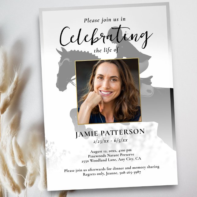 Invitation Horse Rider Celebration of Life Photo Funeral (Créateur téléchargé)