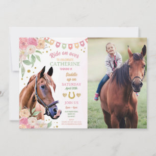 Invitation Horse Riding Party Photo Pony Flower Girl Annivers