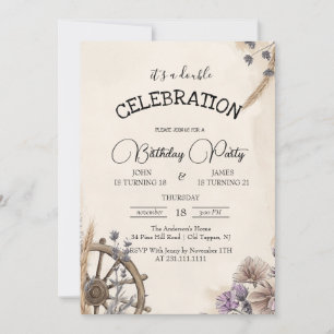 Invitation Horse Wheel Floral Double Anniversaire de enfant P