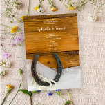 Invitation Horseshoe and Pearls Country Post Wedding Brunch<br><div class="desc">Invite guests to celebrate the newlywed bride and groom the morning after their marriage ceremony with the charming Horseshoe and Pearls Country Post Wedding Brunch Invitation. This informal yet elegant custom equine theme After Wedding Breakfast or Luncheon Invite features a quaint floral photograph of a rusty western horseshoe, pearl necklace...</div>
