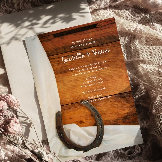 Invitation Horseshoe et Satin Country Western Mariage (Créateur téléchargé)