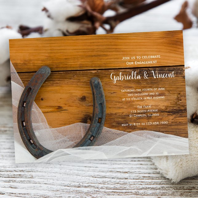 Invitation Horseshoe et Veil Western Engagement Party (Créateur téléchargé)