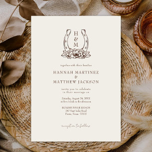Invitation Horseshoe & Floral Western Country Boho Mariage