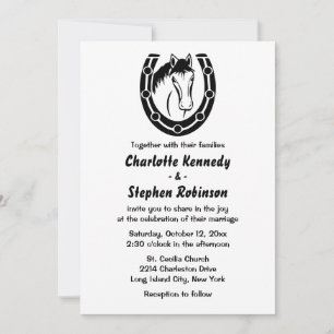 Invitation Horseshoe noir du Pays du cheval Mariage de l'Oues