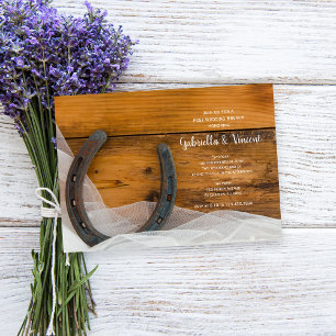 Invitation Horseshoe Voile Western Barn Post Mariage Brunch