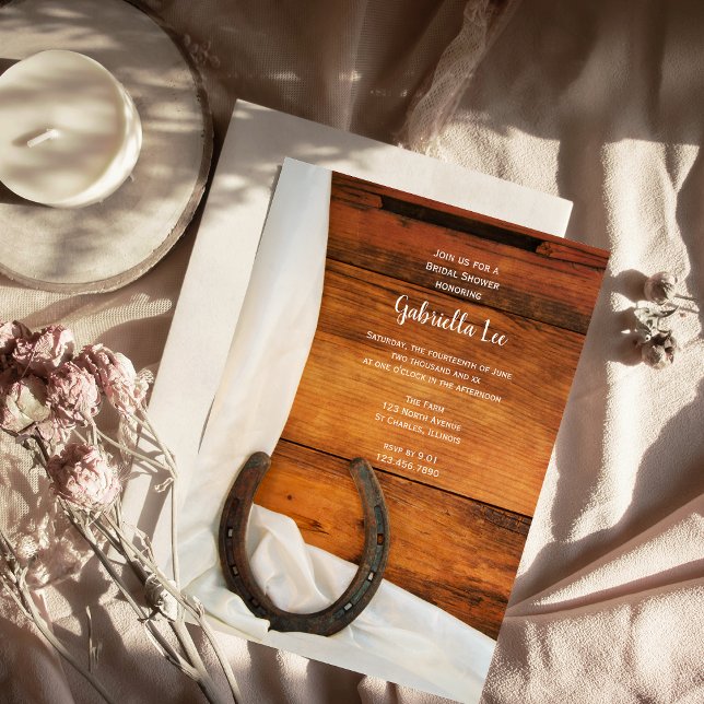 Invitation Horseshoe White Satin Country Barn Bridal Shower (Créateur téléchargé)