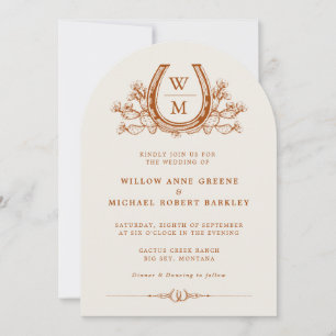 Invitation Horseshos Cactus Western Country Boho Mariage