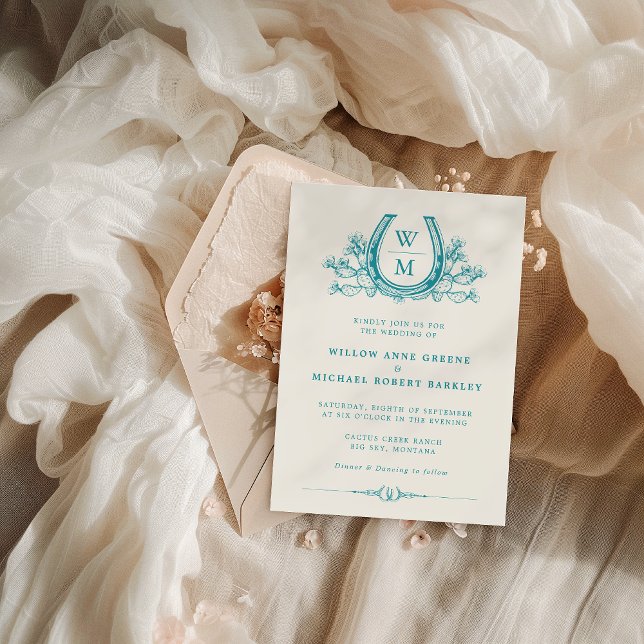 Invitation Horseshos Cactus Western Country Boho Mariage Inv (Créateur téléchargé)