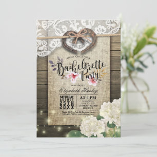 Invitation Horseshots Heart Lace Hydrangea Bachelorette Party