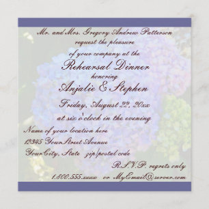 Invitation Hortensia de bleu de dîner de répétition
