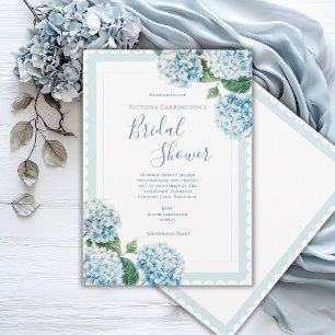 Invitation Hortensia Floral Bleu Élégant pour une Baby Shower